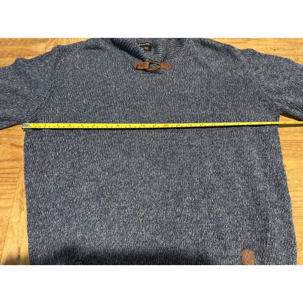 MASSIMO DUTTI Men's Blue Linen-Cotton Blend Shawl Collar Sweater Sz L Italy - Picture 9 of 9